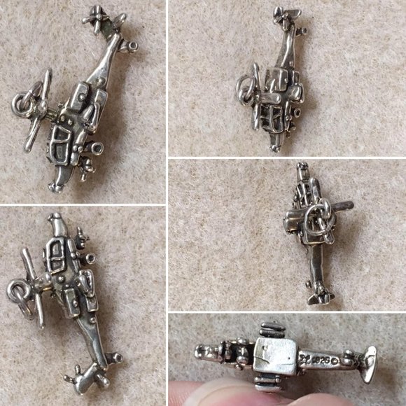 Sterling Silver Helicopter Pendant - Picture 1 of 4